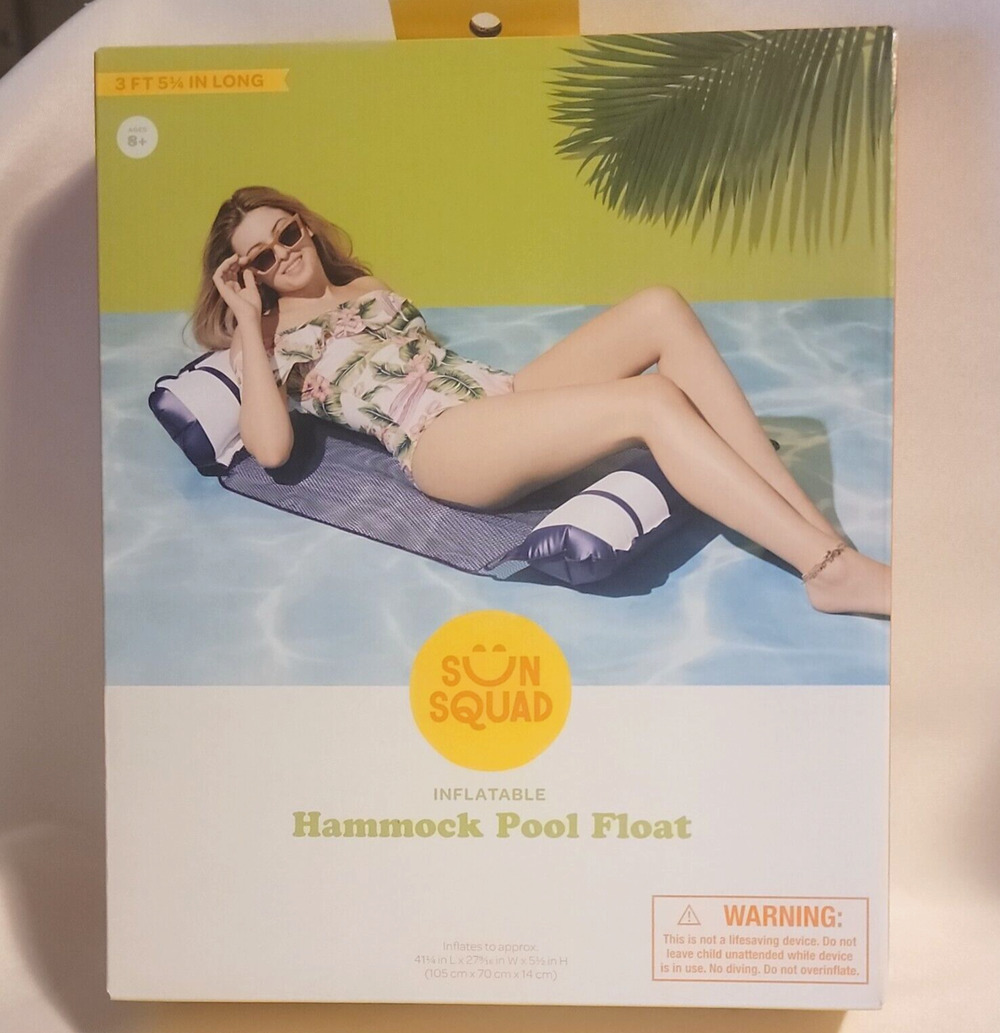 Sun Squad Inflatable Hammock Pool Float 41 1/4" Long x 27 9/16" x 5 1/2"